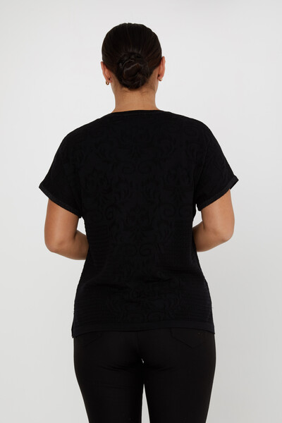 Pull En Maille À Motifs Manches Courtes Noir - 31249 | KAZEE (Lot de 3 L-XL-2XL) - 4