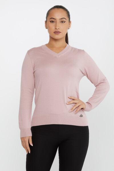 Pull en tricot basique à manches longues poudre - 30256 | KAZEE (Lot de 4 M-L-XL-2XL) 