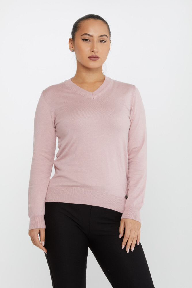 Pull en tricot basique à manches longues poudre - 30256 | KAZEE (Lot de 4 M-L-XL-2XL) - 2