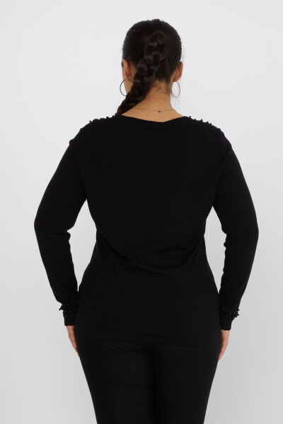 Pull en maille brodé de perles à manches longues noir - 31951 | KAZEE (Lot de 3 L-XL-2XL) - 4