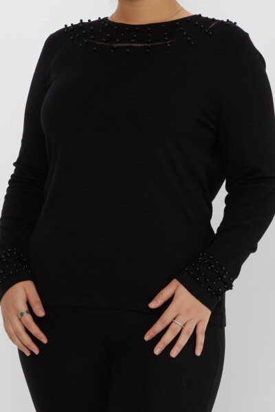 Pull en maille brodé de perles à manches longues noir - 31951 | KAZEE (Lot de 3 L-XL-2XL) - 2