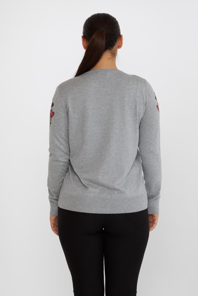 Pull en Maille Fleur Brodée Pierre Brodée Gris - 31673 | KAZEE (Lot de 3 L-XL-2XL) - 5