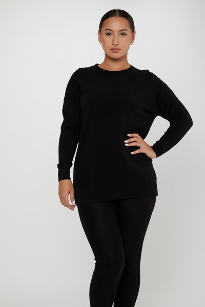 Pull en tricot avec détail fendu noir - 31072 | KAZEE (Lot de 4 L-XL-2XL-3XL) - 1