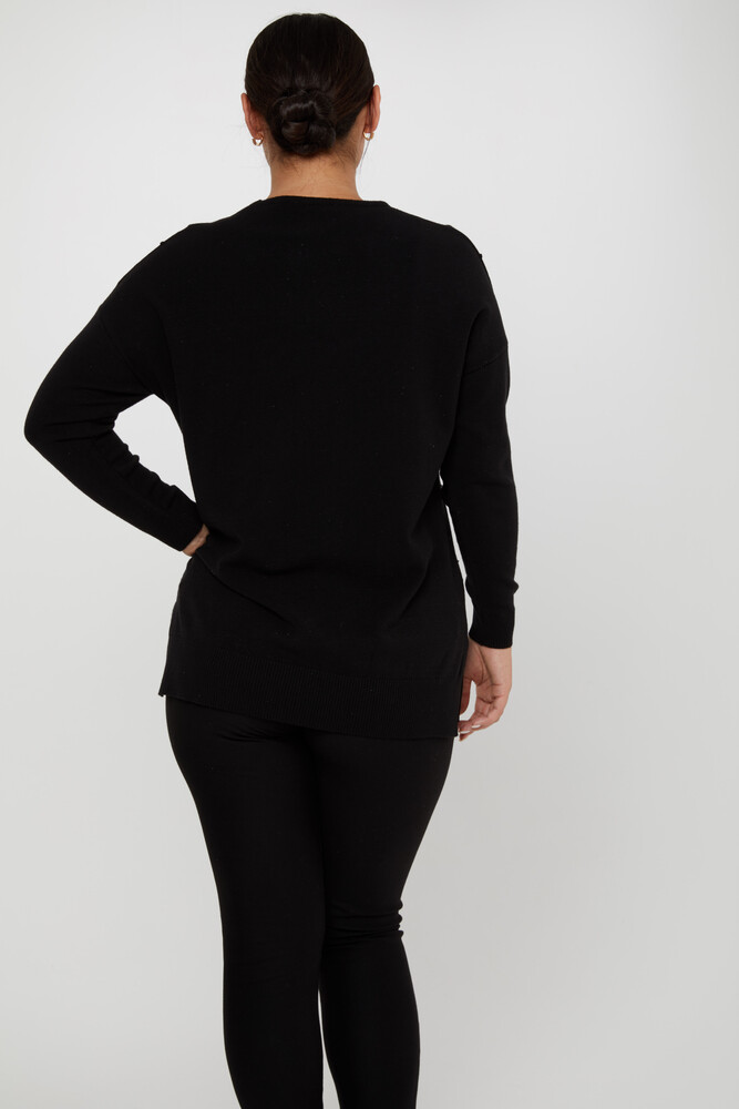 Pull en tricot avec détail fendu noir - 31072 | KAZEE (Lot de 4 L-XL-2XL-3XL) - 4