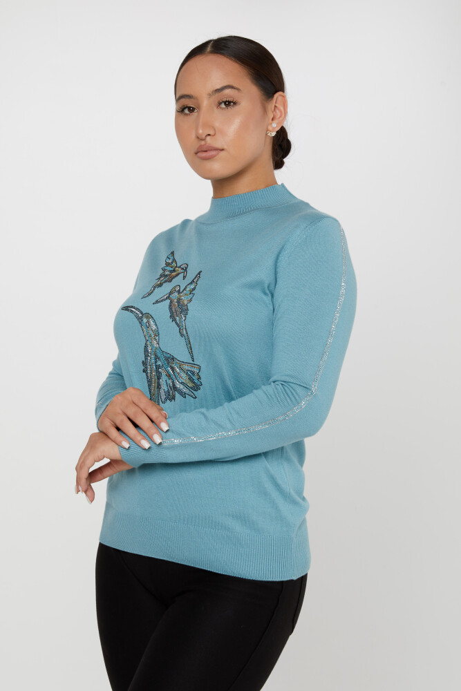 Pull en Maille à Motifs Oiseaux Pierre Menthe - 31038 | KAZEE (Lot de 4 L-XL-2XL-3XL) - 2