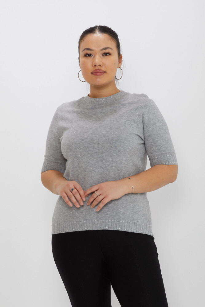 Pull en Maille Manches Courtes Gris Pailleté - 31626 | KAZEE (Lot de 3 M-L-XL) - 1