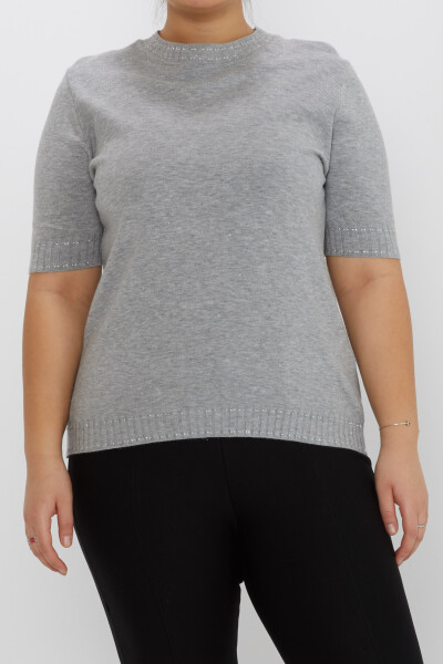 Pull en Maille Manches Courtes Gris Pailleté - 31626 | KAZEE (Lot de 3 M-L-XL) - 2