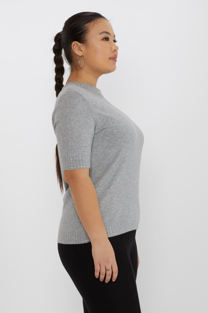 Pull en Maille Manches Courtes Gris Pailleté - 31626 | KAZEE (Lot de 3 M-L-XL) - 3