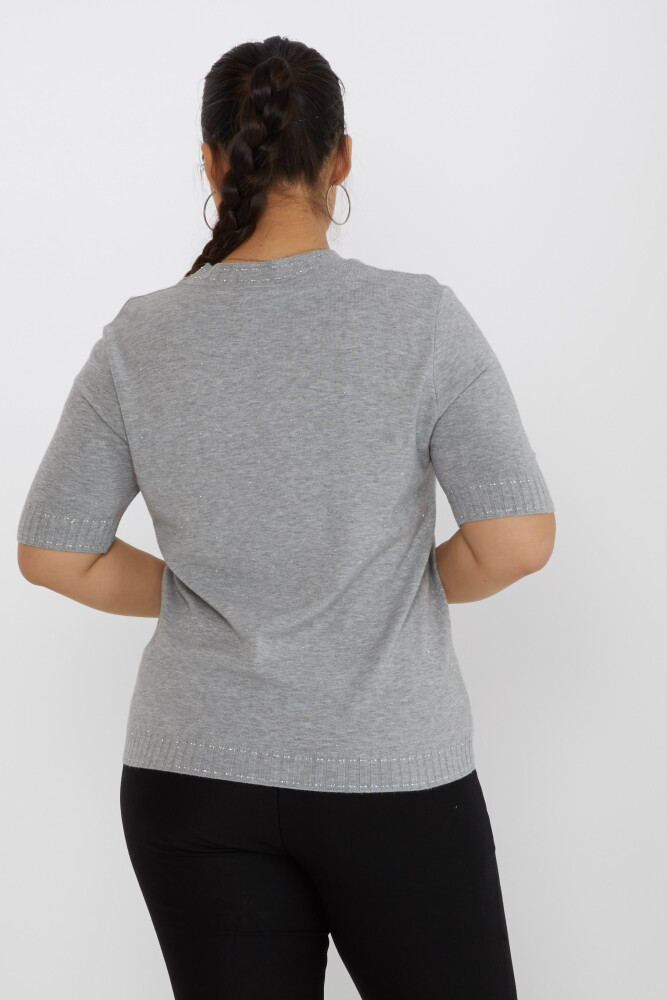 Pull en Maille Manches Courtes Gris Pailleté - 31626 | KAZEE (Lot de 3 M-L-XL) - 4