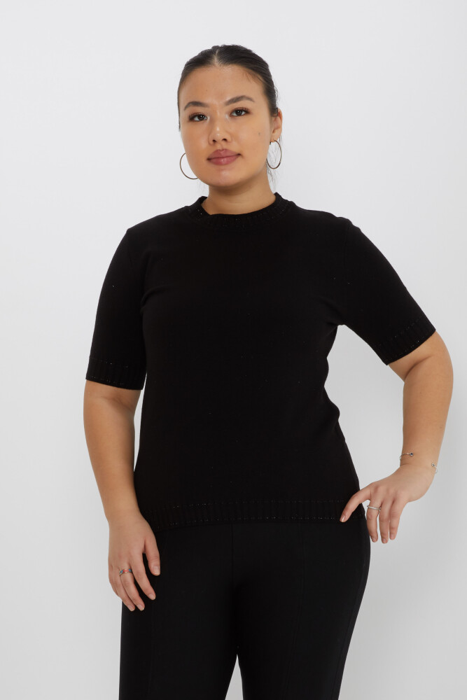 Pull en Maille Manches Courtes Noir Pailleté - 31626 | KAZEE (Lot de 3 M-L-XL) - 1