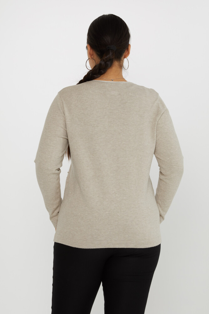 Tricots Pull Perle Brodée Fleur Brodée Beige - 31719 | KAZEE (Lot de 3 XL-2XL-3XL) - 3