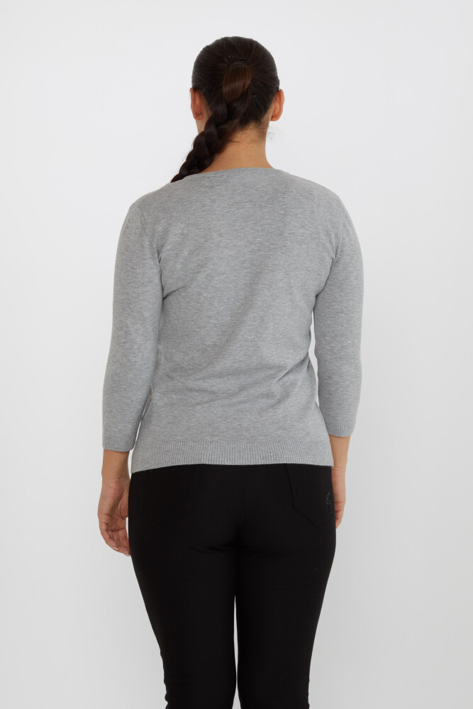 Pull en Maille avec Détail Pailleté Col en V Gris - 31515 | KAZEE (Lot de 3 M-L-XL) - 5