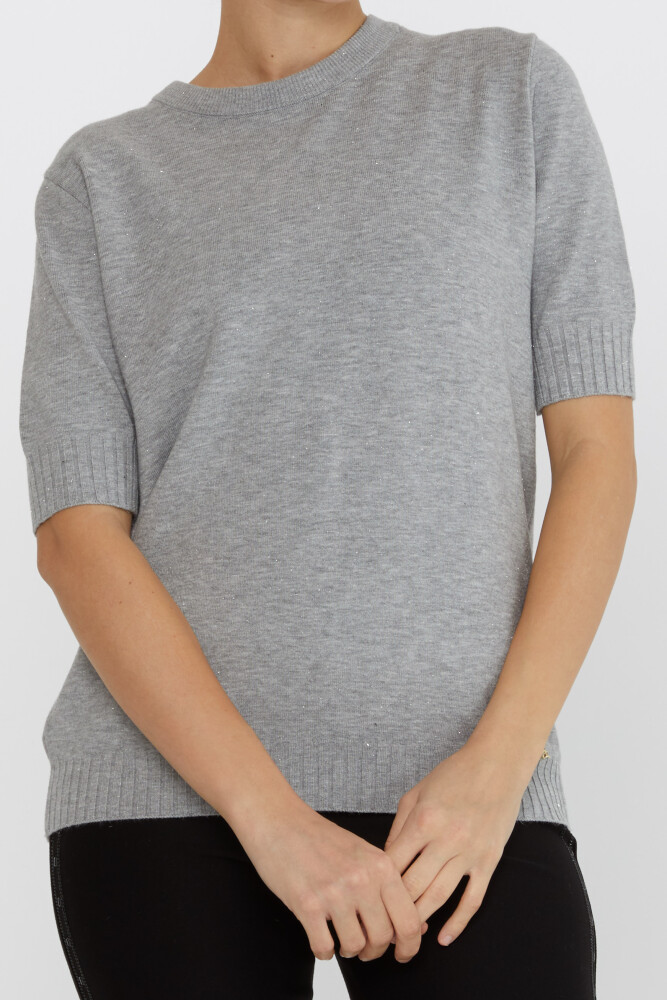 Pull en Maille avec Détail Pailleté Modèle Américain Gris - 31635 | KAZEE (Lot de 3 S-M-L) - 2