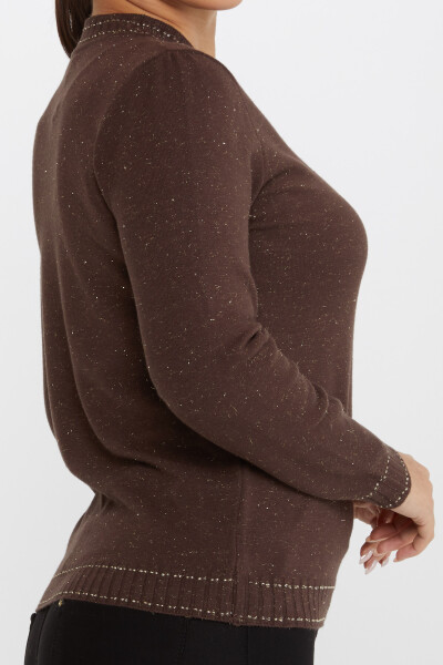 Pull en Maille avec Détail Pailleté Col Montant Marron - 31579 | KAZEE (Lot de 3 S-M-L) - 5