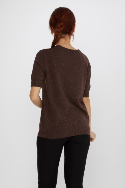 Pull en Maille avec Détail Pailleté Modèle Américain Marron - 31635 | KAZEE (Lot de 3 S-M-L) - 4