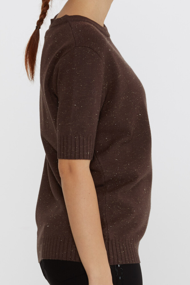 Pull en Maille avec Détail Pailleté Modèle Américain Marron - 31635 | KAZEE (Lot de 3 S-M-L) - 3