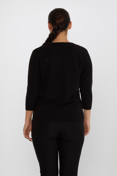 Pull en maille avec détail pailleté col en V noir - 31515 | KAZEE (Lot de 3 M-L-XL) - 5