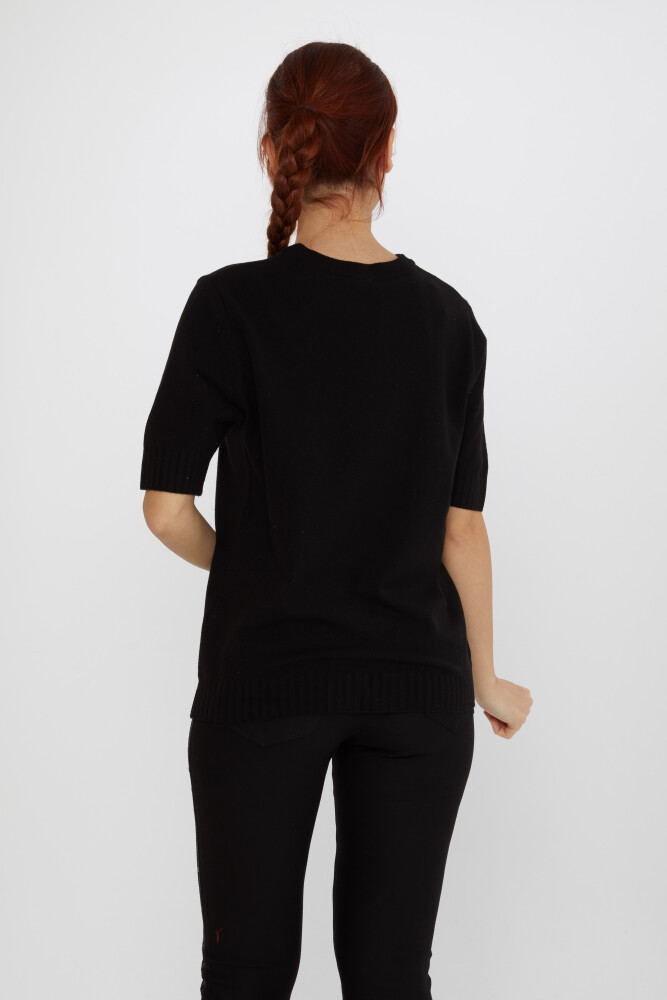 Pull en Maille avec Détail Pailleté, Modèle Américain Noir - 31635 | KAZEE (Lot de 3 S-M-L) - 4