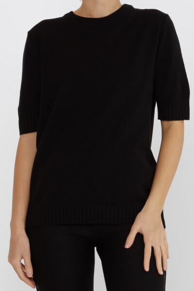 Pull en Maille avec Détail Pailleté, Modèle Américain Noir - 31635 | KAZEE (Lot de 3 S-M-L) - 2