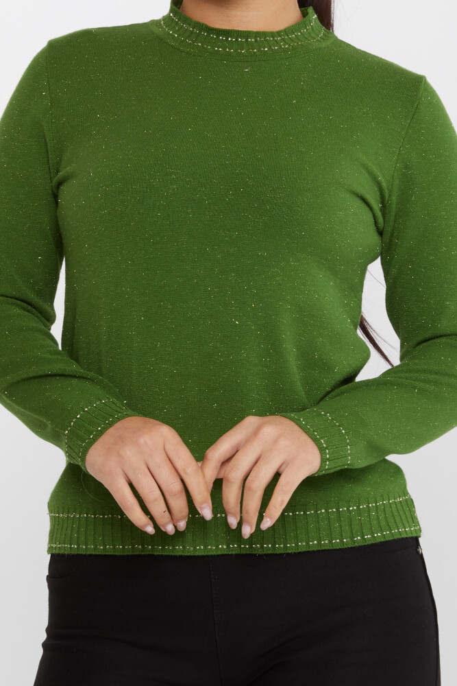 Pull en tricot avec détail pailleté, col haut vert - 31579 | KAZEE (Lot de 3 S-M-L) - 3