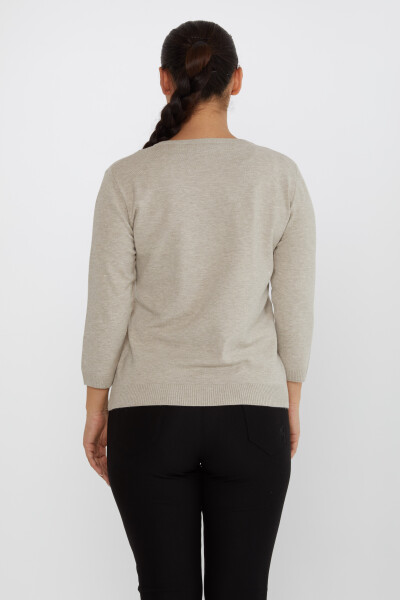 Pull en tricot avec détail pailleté col en V vison - 31515 | KAZEE (Lot de 3 M-L-XL) - 5