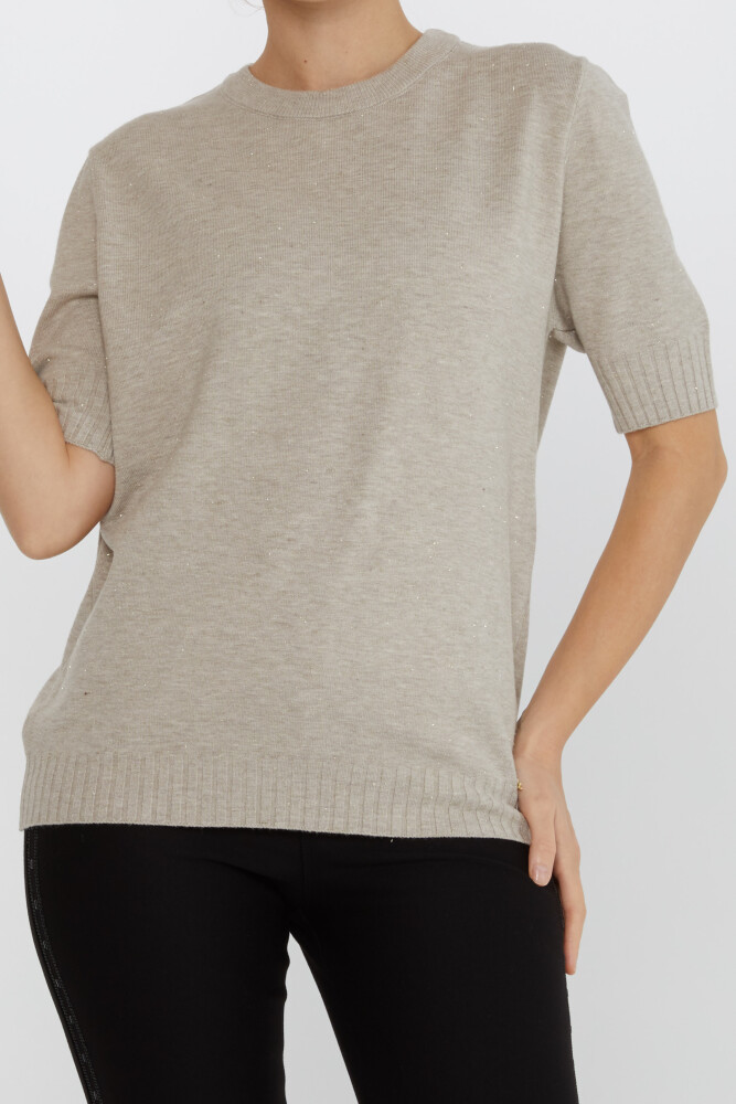 Pull en Maille avec Détail Pailleté, Modèle Américain Vison - 31635 | KAZEE (Lot de 3 S-M-L) - 2