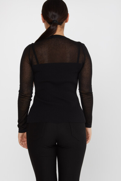 Pull en Maille avec Détail de Tulle Noir - 31305 | KAZEE (Lot de 3 S-M-L) - 6