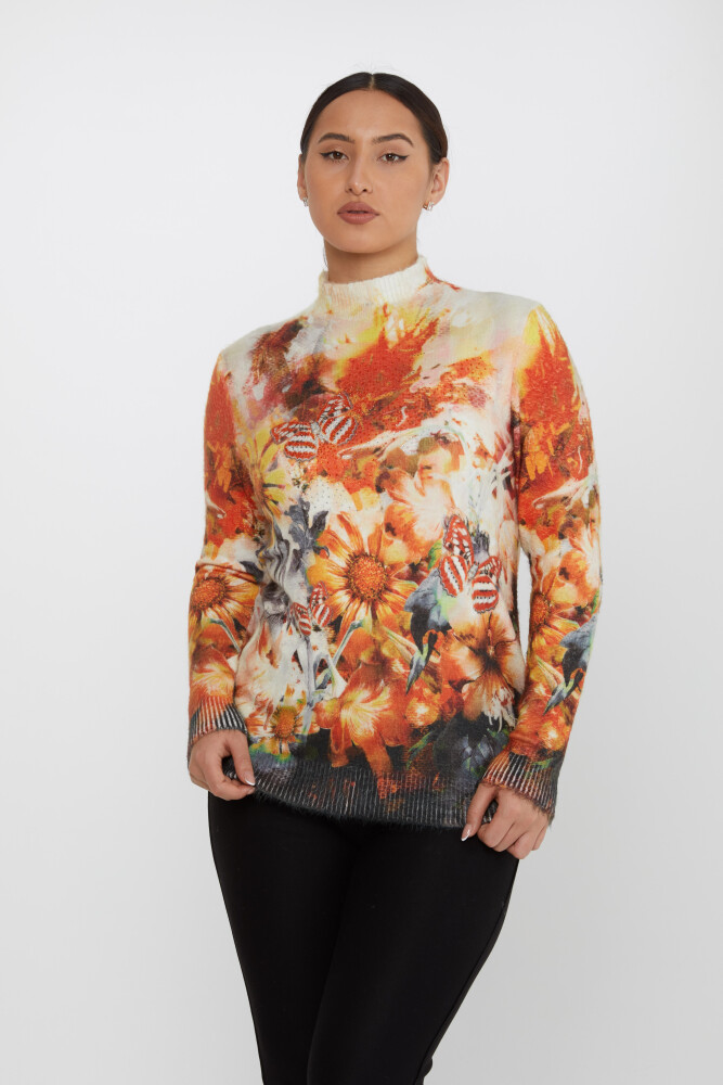 Punto Angora Estampado Floral Naranja - 18961 | KAZEE (Juego de 3 L-XL-2XL) - 1