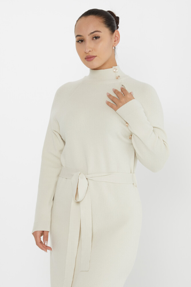 Robe Bouton Détaillée Taille Cravate Manches Longues Pierre - 30283 | KAZEE (Lot de 4 S-M-L-XL) - 3