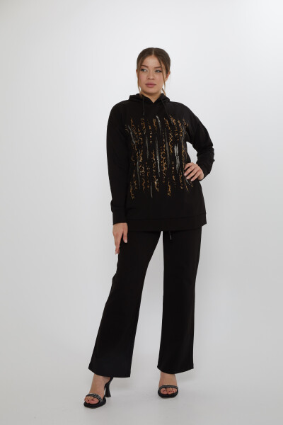 Set Trening Leopard Stone Brodat Negru - 17901 | KAZEE (Set de 3 M-L-XL) 