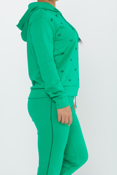 Set trening verde fistic cu broderie de piatra coroana detaliu buzunar - 17625 | KAZEE (Set de 4 S-M-L-XL) - 4