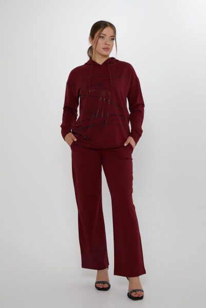 Спортивный костюм с карманами, бордовый - 17900 | KAZEE (Набор из 3 шт. M-L-XL) 