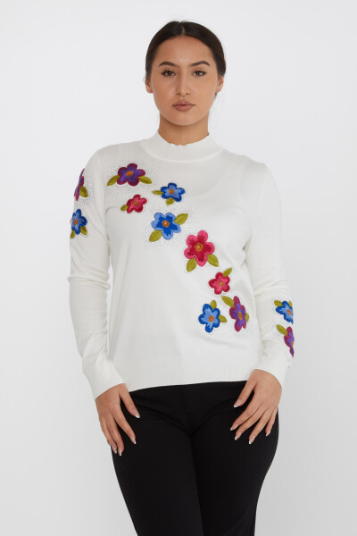 Strickpullover Blumenstickerei Stein Ecru - 31684 | KAZEE (3er-Set XL-2XL-3XL) - 2