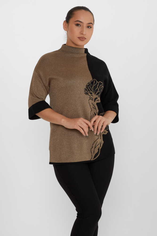 Strickpullover mit Farbverlauf, Steinstickerei, Schwarz-Nerz – 31672 | KAZEE (3er-Set M-L-XL) - 2