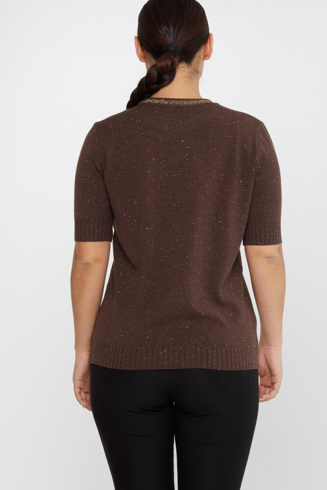 Strickpullover Kurzarm Glitzerdetailliert Braun - 31611 | KAZEE (3er-Set S-M-L) - 5