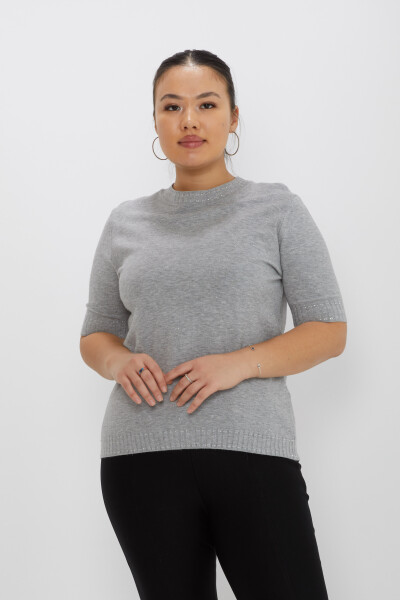 Strickpullover Kurzarm Glitzer Grau - 31626 | KAZEE (3er-Set M-L-XL) 