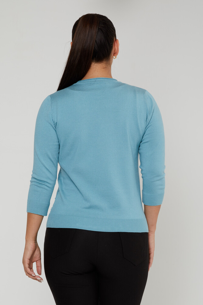 Strickpullover Langarm Rundhals Blau - 31239 | KAZEE (3er-Set M-L-XL) - 4