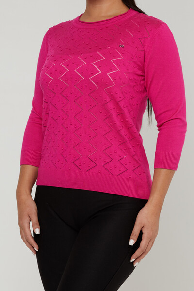 Strickpullover Langarm Rundhals Fuchsia - 31239 | KAZEE (3er-Set M-L-XL) - 2