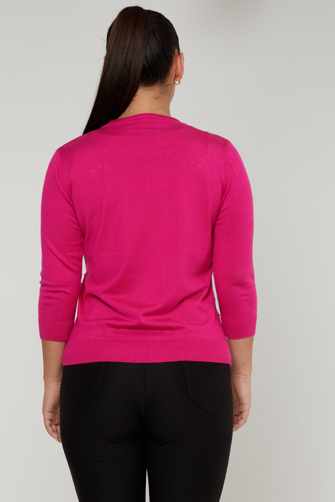 Strickpullover Langarm Rundhals Fuchsia - 31239 | KAZEE (3er-Set M-L-XL) - 3