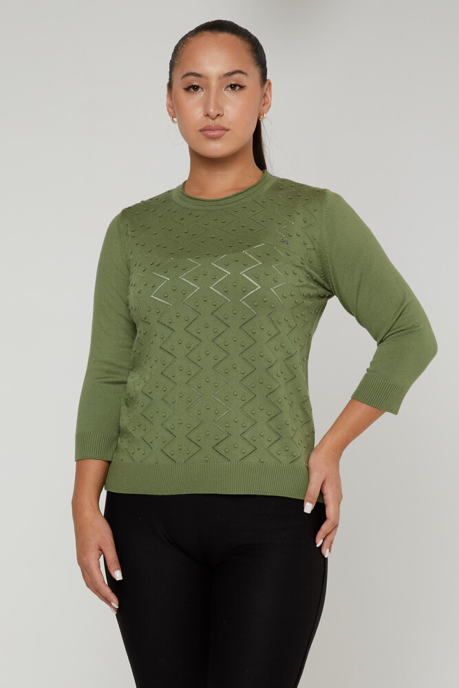 Strickpullover Langarm Rundhalsausschnitt Grün - 31239 | KAZEE (3er-Set M-L-XL) - 1