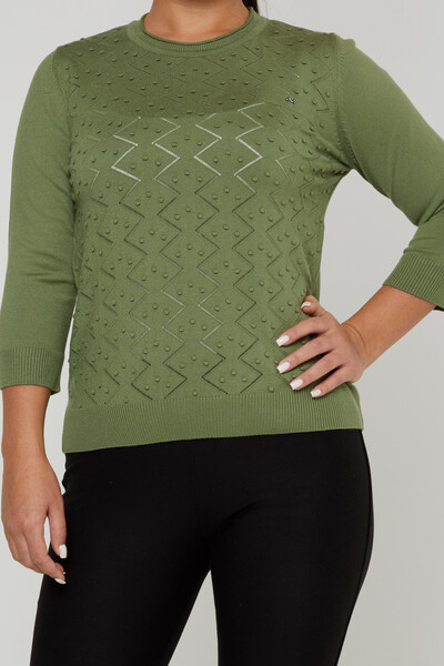 Strickpullover Langarm Rundhalsausschnitt Grün - 31239 | KAZEE (3er-Set M-L-XL) - 2