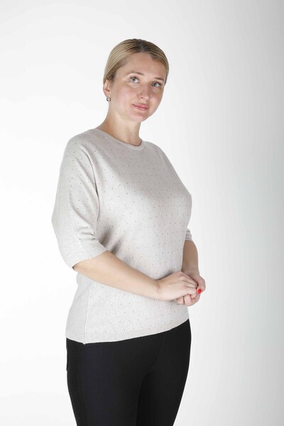 Strickpullover mit Stone-Stickerei, Nerz – 31065 | KAZEE (4er-Set M-L-XL-2XL) 