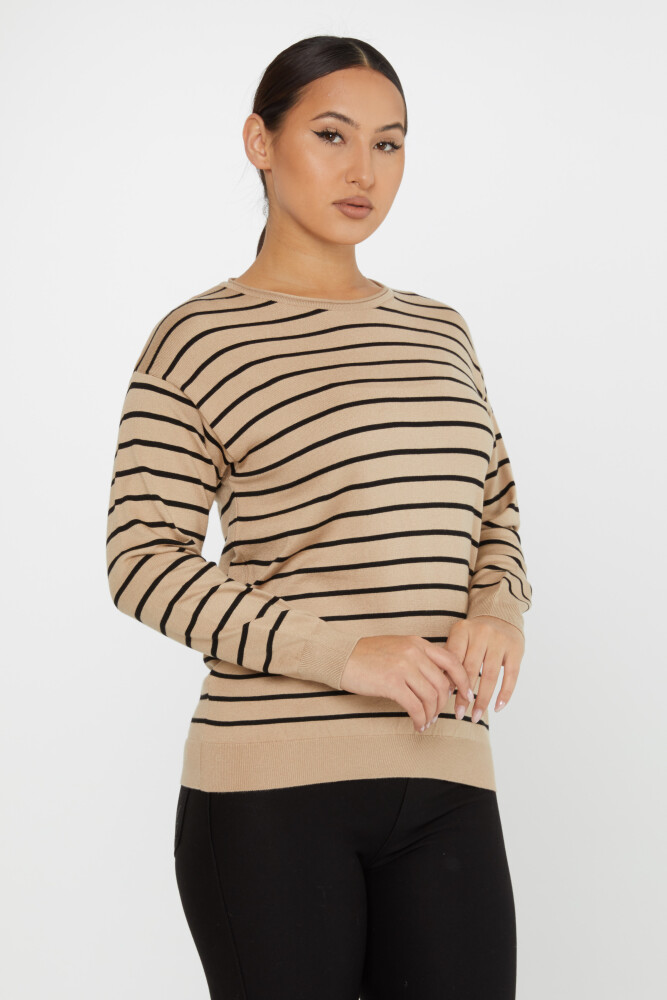 Strickpullover mit Rundhalsausschnitt und langen Ärmeln, Nerz – 31210 | KAZEE (3er-Set M-L-XL) - 2