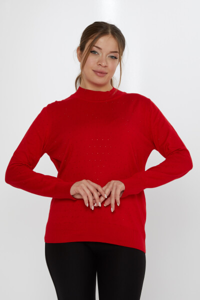 Strickpullover Stone bestickt Rot - 31513 | KAZEE (3er-Set L-XL-2XL) 