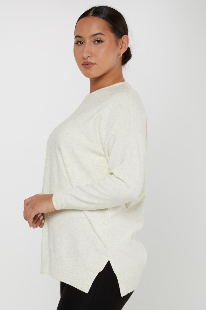 Strickpullover mit Schlitzdetail Ecru - 31072 | KAZEE (4er-Set L-XL-2XL-3XL) - 2