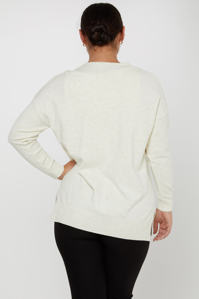 Strickpullover mit Schlitzdetail Ecru - 31072 | KAZEE (4er-Set L-XL-2XL-3XL) - 4