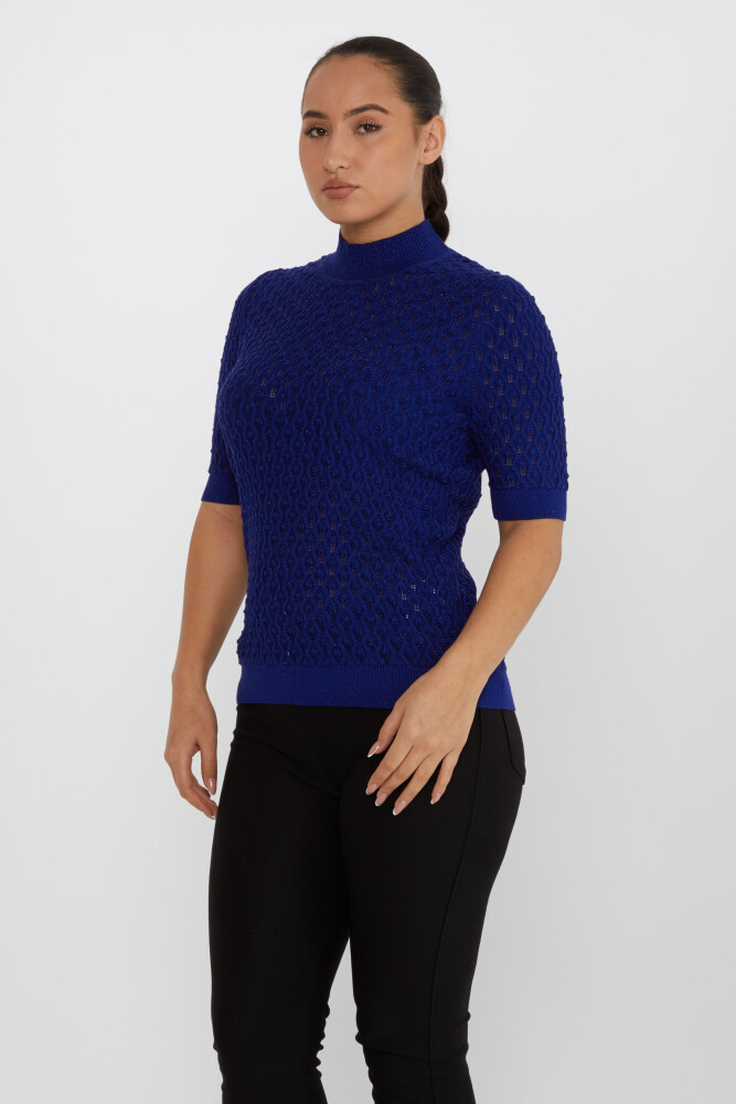 Strickpullover Transparent Detaillierte Kurzarm Saks - 30035 | KAZEE (4er-Set S-M-L-XL) - 1