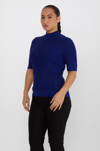 Strickpullover Transparent Detaillierte Kurzarm Saks - 30035 | KAZEE (4er-Set S-M-L-XL) 