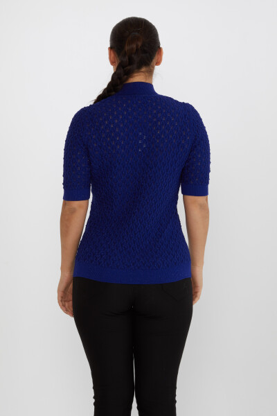 Strickpullover Transparent Detaillierte Kurzarm Saks - 30035 | KAZEE (4er-Set S-M-L-XL) - 5