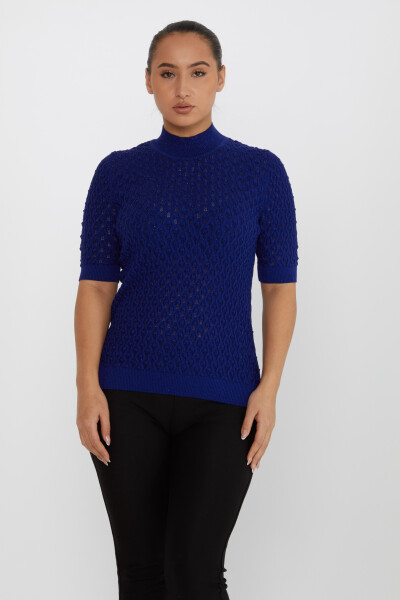 Strickpullover Transparent Detaillierte Kurzarm Saks - 30035 | KAZEE (4er-Set S-M-L-XL) - 2